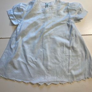 True Vintage hand made girls dress 12M embroidered stitched delicate Blue rare